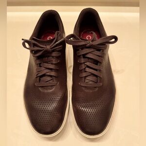 Cole Haan GrandPro Crew Laser Cut Sneakers, 10.5 Wide, Dark Chocolate/Ivory, EUC